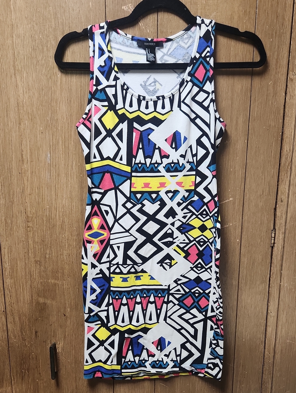 Forever 21 White Multicolor Geo Print Tank Dress - Picture 1 of 4